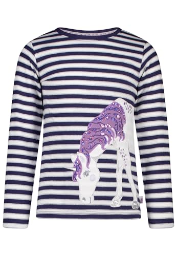 SALT AND PEPPER BY KIDS PARK Mädchen Langarmshirt mit Einhorn Stickerei-Applikation T-Shirt, True Navy, 116/122 cm von SALT AND PEPPER