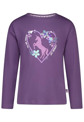 SALT AND PEPPER BY KIDS PARK Mädchen Langarmshirt mit Einhorn und Wendepailletten T-Shirt, Very Grape, 104 cm-110 cm von SALT AND PEPPER