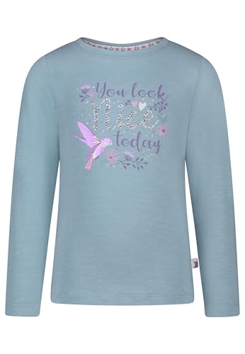 SALT AND PEPPER BY KIDS PARK Mädchen Langarmshirt mit Glitzer Kolibri Print T-Shirt, Mineral Green, 140-146 von SALT AND PEPPER