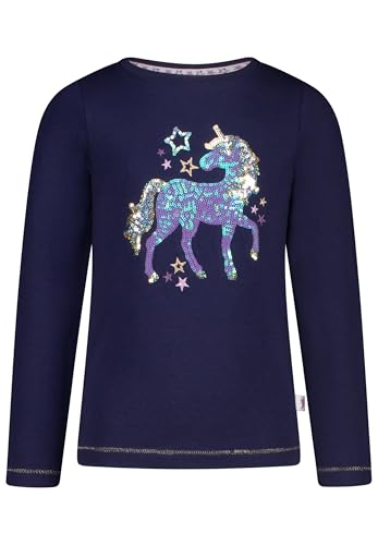 SALT AND PEPPER BY KIDS PARK Mädchen Langarmshirt mit Pailletten Einhorn T-Shirt, True Navy, 104 cm-110 cm von SALT AND PEPPER