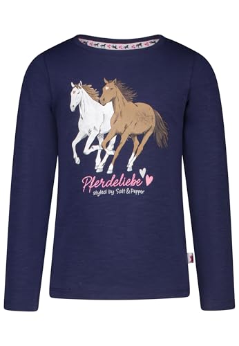 SALT AND PEPPER BY KIDS PARK Mädchen Langarmshirt mit Pferde Druck Motiv T-Shirt, True Navy, 140-146 von SALT AND PEPPER