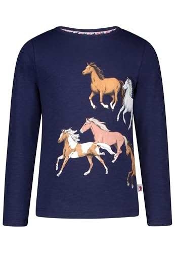 SALT AND PEPPER BY KIDS PARK Mädchen Langarmshirt mit Pferde Print vorne und hinten T-Shirt, True Navy, 116/122 cm von SALT AND PEPPER