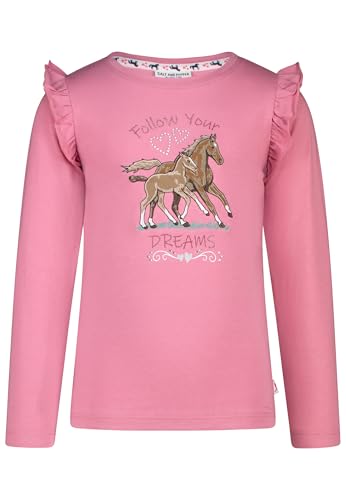 SALT AND PEPPER BY KIDS PARK Mädchen Langarmshirt mit Pferde Stickerei-Applikation T-Shirt, Cashmere Rose, 116 cm-122 cm von SALT AND PEPPER