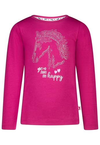 SALT AND PEPPER BY KIDS PARK Mädchen Langarmshirt mit Strasssteinchen Pferde Motiv T-Shirt, Cranberry, 140 cm-146 cm von SALT AND PEPPER