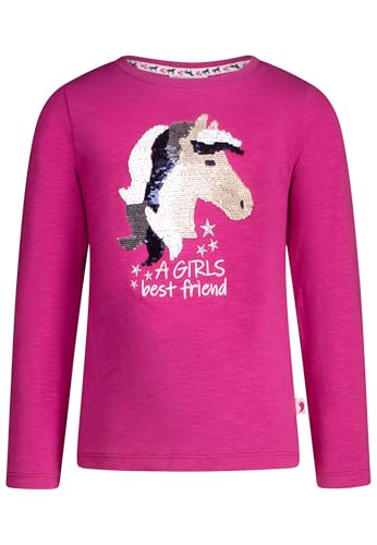SALT AND PEPPER BY KIDS PARK Mädchen Langarmshirt mit Wendepailletten Pferd T-Shirt, Cranberry, 116 cm-122 cm von SALT AND PEPPER