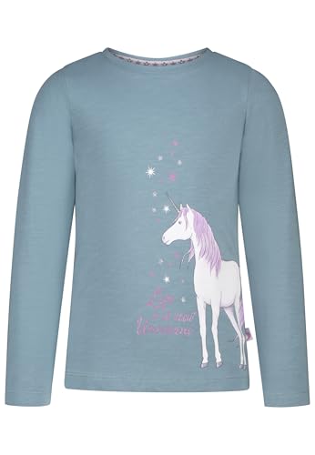 SALT AND PEPPER BY KIDS PARK Mädchen Langarmshirt mit glitzerndem Einhorn Print T-Shirt, Mineral Green, 140-146 von SALT AND PEPPER