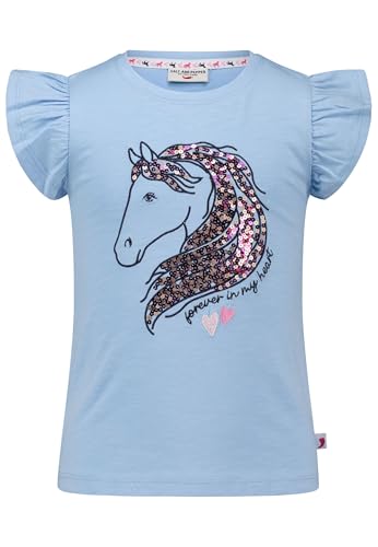 SALT AND PEPPER BY KIDS PARK Mädchen Pferdekopf Stickmotiv und Pailletten T-Shirt, Noble Blue, 104 cm-110 cm von SALT AND PEPPER