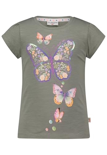 SALT AND PEPPER BY KIDS PARK Mädchen Schmetterling Print und Pailletten T-Shirt, Light Khaki, 104 cm-110 cm von SALT AND PEPPER