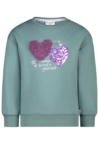 SALT AND PEPPER BY KIDS PARK Mädchen Sweatshirt mit Glitzer und Chiffon Herz T-Shirt, Mineral Green, 140/146 cm von SALT AND PEPPER