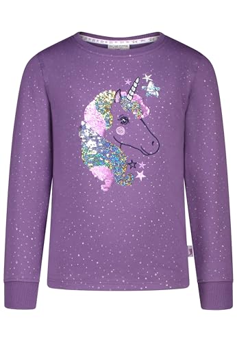 SALT AND PEPPER BY KIDS PARK Mädchen Sweatshirt mit Wendepailletten Einhorn T-Shirt, Very Grape, 128/134 cm von SALT AND PEPPER