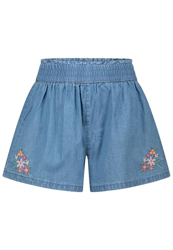 SALT AND PEPPER BY KIDS PARK Mädchen Weite Shorts mit Blumen Stickerei Jeans, Light Blue, 140 cm von SALT AND PEPPER