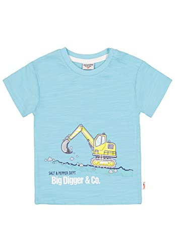 SALT AND PEPPER Baby-Jungen Bagger Druck aus Organic Cotton T-Shirt, Aqua Blue, 56 von SALT AND PEPPER