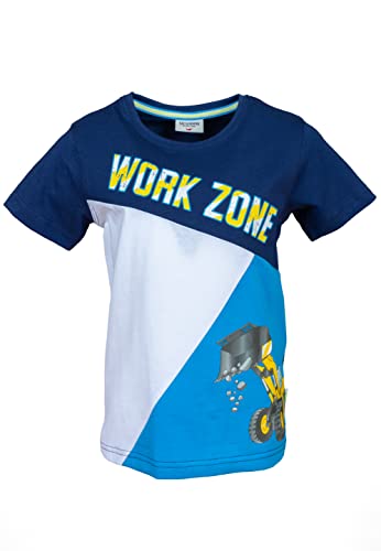 SALT AND PEPPER Jungen Blockfarben Bagger Druck Work Zone T-Shirt, Pacific Blue, 116/122 von SALT AND PEPPER
