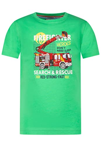 SALT AND PEPPER Jungen Boys S/S Firefighter EMB Print T-Shirt, Spring Green, Normal von SALT AND PEPPER
