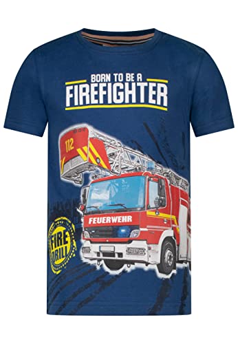 SALT AND PEPPER Jungen Boys S/S Firefighter Print T-Shirt, Indigo Blue, Normal von SALT AND PEPPER