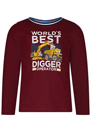 SALT AND PEPPER Jungen Jungen Langarmshirt Fahrzeug Applikation aus Baumwolle Hemd, Merlot Red, 116-122 EU von SALT AND PEPPER