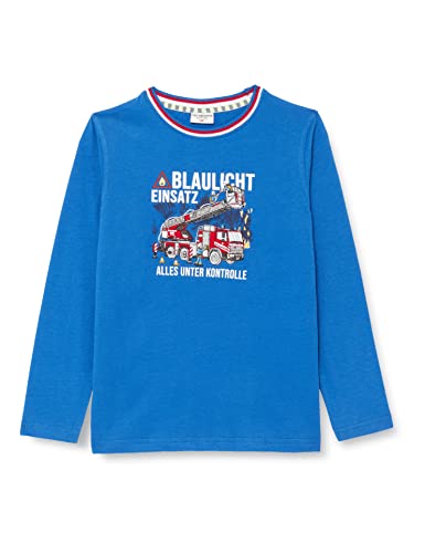 SALT AND PEPPER Jungen Langarmshirt Feuerwehr Applikation T-Shirt, Strong Blue, 116/122 von SALT AND PEPPER