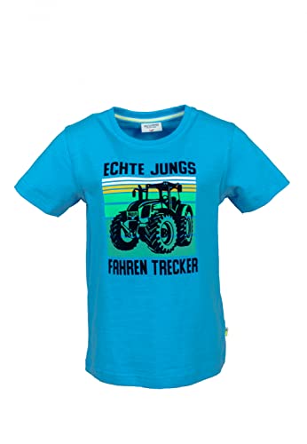 SALT AND PEPPER Jungen Traktor Flockprint Echte T-Shirt, Pacific Blue, 104/110 von SALT AND PEPPER