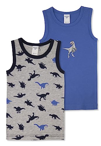 SALT AND PEPPER Jungen Boys Singlet 2er Set Dino Unterwäsche, Multi, 128-134 EU von SALT AND PEPPER
