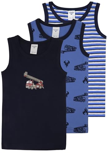 SALT AND PEPPER Jungen Boys Singlet 3er Set Firetruck Unterhemd, Multi, 128-134 EU von SALT AND PEPPER