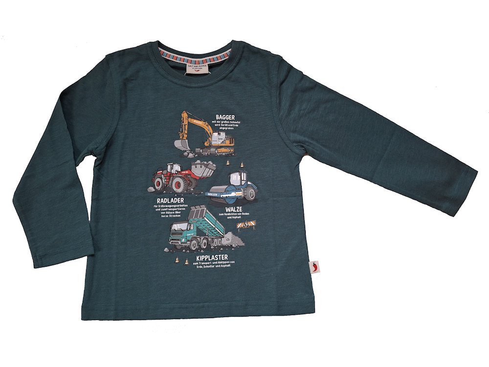 SALT AND PEPPER Langarmshirt Salt & Pepper Jungen Baufahrzeuge Langarmshirt petrol green (1-tlg) von SALT AND PEPPER
