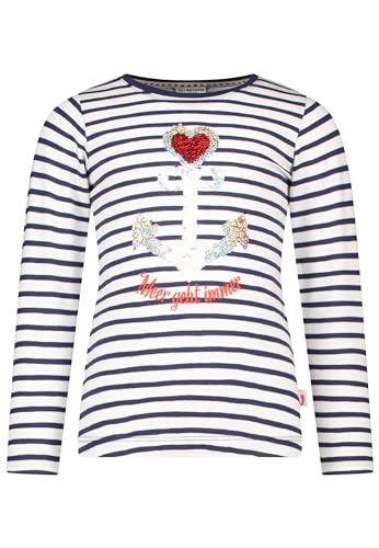 SALT AND PEPPER Langarmshirt Shirt Langarm Anger Herz Pailletten Glitzer gestreift (DE/NL/SE/PL, Numerisch, 128, 134, Regular, blau) von SALT AND PEPPER