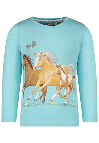 SALT AND PEPPER Mädchen Girls L/S Horses Print T-Shirt, Curacao, Normal von SALT AND PEPPER