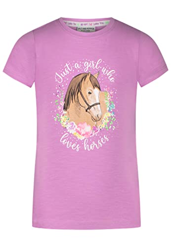 SALT AND PEPPER Mädchen Girls S/S GirlLovesHorsesPrint T-Shirt, Crocus, Normal von SALT AND PEPPER