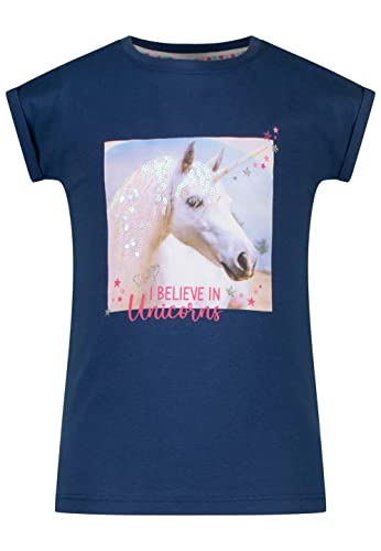 SALT AND PEPPER Mädchen Girls S/S Horse EMB Sequins T-Shirt, Ink Blue, Normal von SALT AND PEPPER