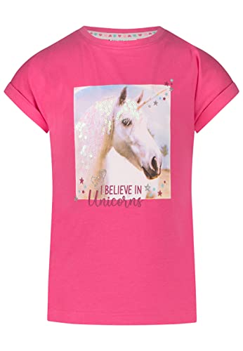 SALT AND PEPPER Mädchen Girls S/S Horse EMB Sequins T-Shirt, pink, Normal von SALT AND PEPPER