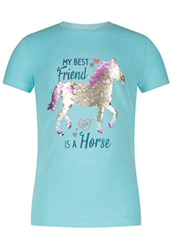 SALT AND PEPPER Mädchen Girls S/S Horse Rev. Sequins T-Shirt, Curacao, Normal von SALT AND PEPPER