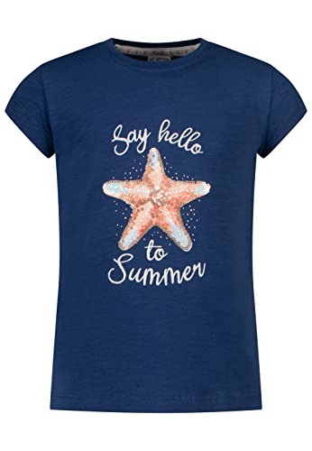 SALT AND PEPPER Mädchen Girls S/S Starfish PrintSeqEMB T-Shirt, Ink Blue, Normal von SALT AND PEPPER