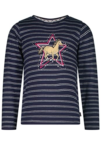 SALT AND PEPPER Mädchen Mädchen Langarmshirt Gestreift mit Pferd Applikation Hemd, Navy, 104-110 EU von SALT AND PEPPER