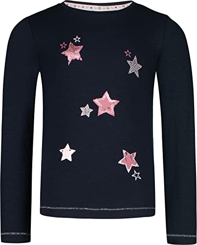 SALT AND PEPPER Mädchen Mädchen Langarmshirt mit Allover Sternen und Pailletten Hemd, Navy, 116-122 EU von SALT AND PEPPER