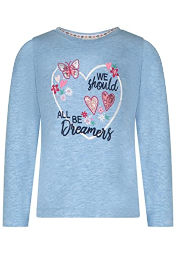 SALT AND PEPPER Mädchen Mädchen Langarmshirt mit Heart Stickerei und Pailletten Hemd, Blue Melange, 104-110 EU von SALT AND PEPPER