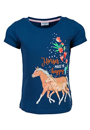 SALT AND PEPPER Mädchen Pferde Druck Horses Make me Happy T-Shirt, Ink Blue, 104/110 von SALT AND PEPPER