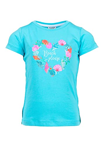 SALT AND PEPPER Mädchen maritimer Herz Glitzerdruck T-Shirt, Turquoise, 116/122 von SALT AND PEPPER