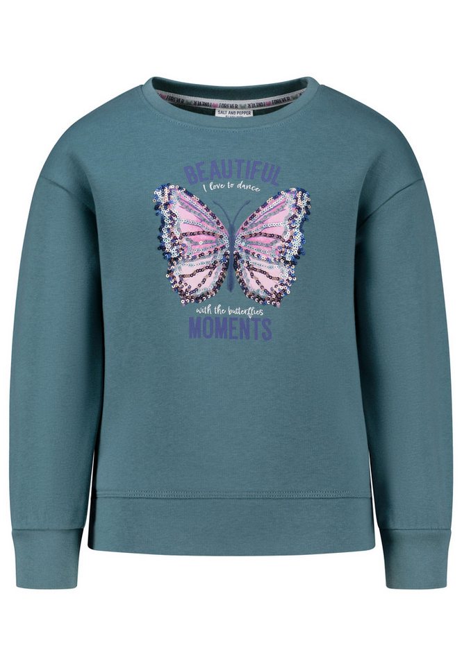 SALT AND PEPPER Sweatshirt BEAUTIFUL MOMENTS mit Schmetterling aus Pailletten von SALT AND PEPPER