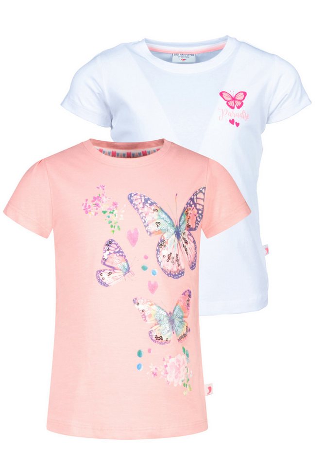 SALT AND PEPPER T-Shirt Fancy 2er-Pack mit wunderschönem Schmetterlingsdruck von SALT AND PEPPER