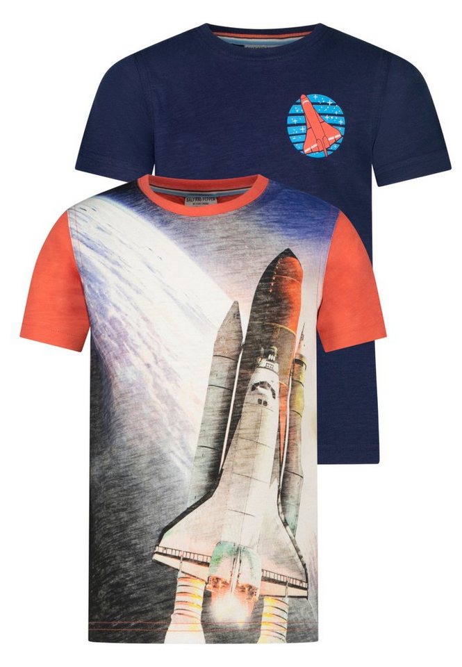 SALT AND PEPPER T-Shirt Space Shuttle (2-tlg) mit realistischem Fotodruck von SALT AND PEPPER