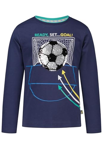 Salt and Pepper Male Jungen Longsleeve Mit Fußball Print Und Wendepailletten Pullover, True Navy, 104-110 EU von SALT AND PEPPER
