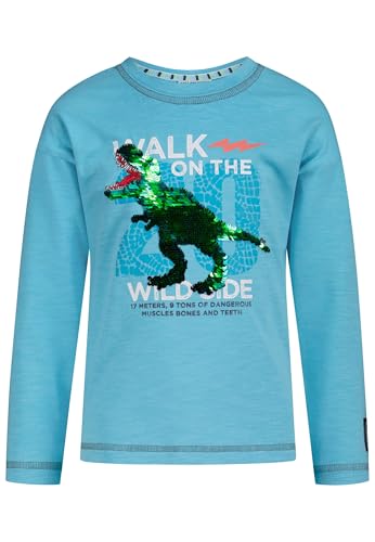 Salt and Pepper Male Jungen Longsleeve Mit T-rex Print Rev.Sequins Pullover, Scuba Blue, 92-98 EU von SALT AND PEPPER