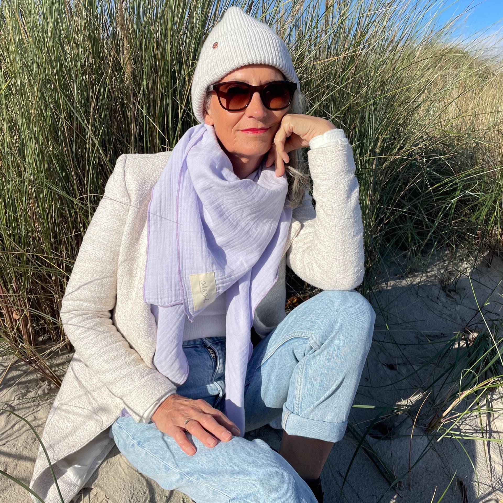 Musselintuch Damen Lavendel Musselin Schal Halstuch Dreieckstuch Tücher Tuch Aus Baumwolle Musselintuch Damen Lavendel Musselin Schal Halstuch Dreieckstuch Tücher Tuch Aus Baumwolle von SALTANDSANDfashion