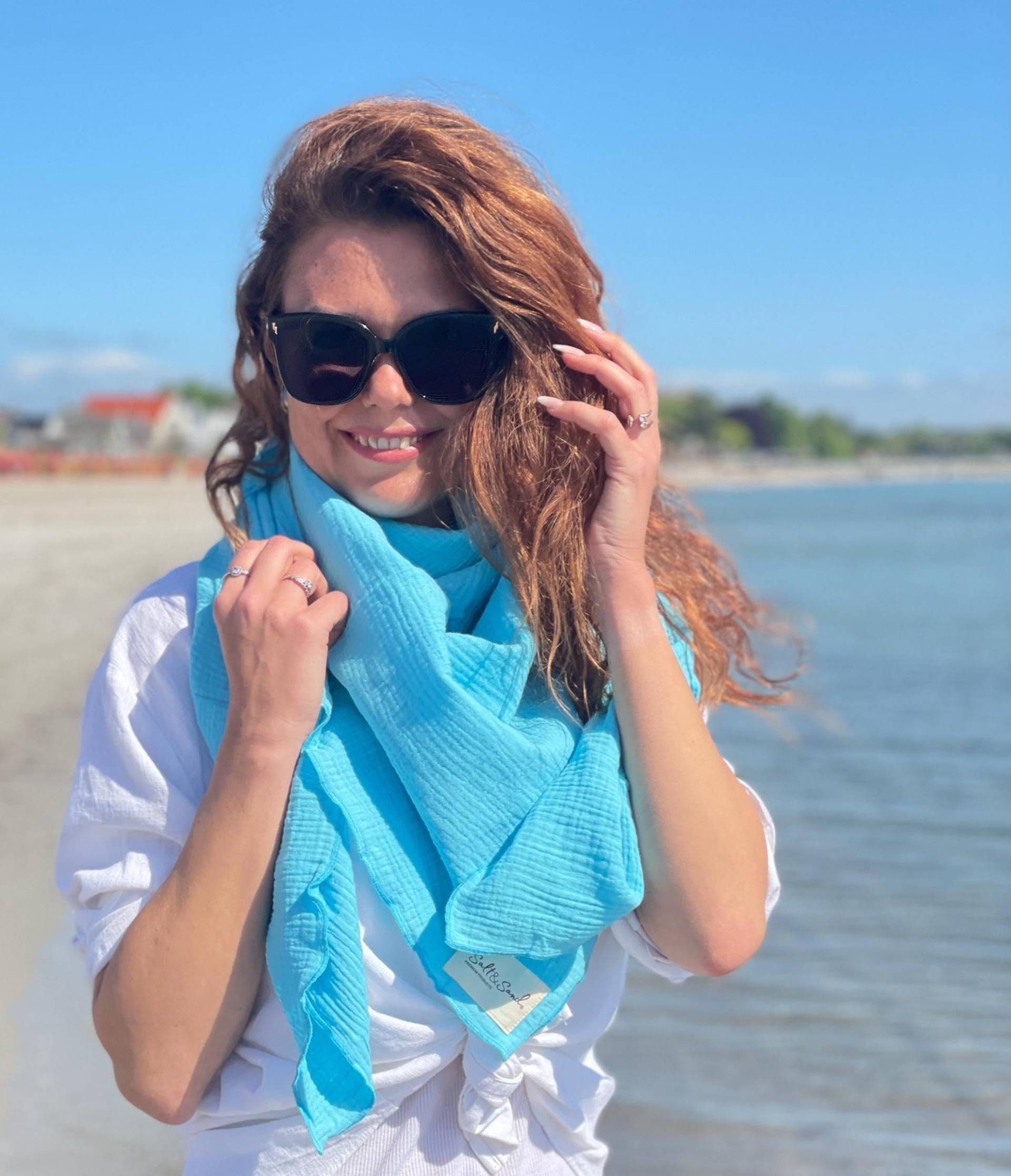 Musselintuch Damen Türkis Musselin Schal Halstuch Dreieckstuch Xxl Tücher Tuch Aus Baumwolle Musselintuch Damen Türkis Musselin Schal Halstuch Dreieckstuch Xxl Tücher Tuch Aus Baumwolle von SALTANDSANDfashion