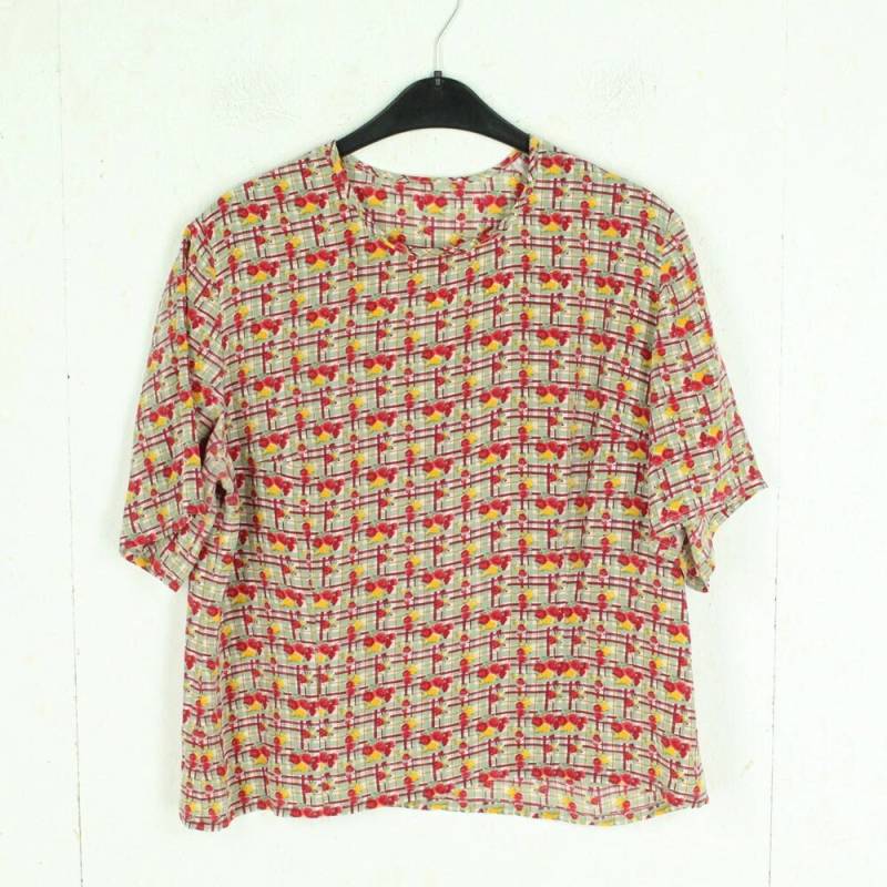 Vintage Seidenbluse Gr. M Bunt Crazy Pattern Kurzarm Seide Bluse von SALTBERLIN