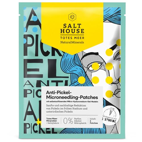 SALTHOUSE Natural Minerals Anti-Pickel Microneedling-Patches - bekämpft Pickel tiefenwirksam & frühzeitig - Pimple Patch mit Hyaluronsäure-Gel-Nadeln & Totes Meer Mineralien - 6 Pickel Patches von SALTHOUSE Natural Minerals
