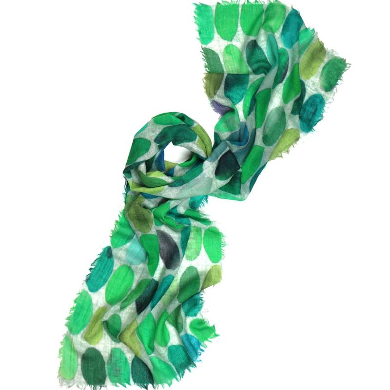 Damenschal - 100% Merinowolle Punkte Muster Hohe Qualität, Super Weich Schal Grün Hochwertige Schals Ausgefallenes Design von SALTOMode