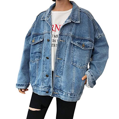 ZQTWJ Jeansjacke Damen Denim Jacke Leichte Jeans Jacket Lässig Baggy Übergangsjacke Blouson Jeansjacken für Frauen Frühling Herbst Winter Langarmshirt Mantel von SALUCIA Bolero, Blazer & Jacke