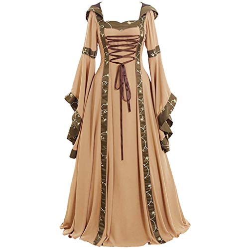 ZQTWJ Damen Große Größen Mittelalter Kleid Bodenlanges Vintage Kostüm Gothic Renaissance Glockenärmel Hexenkostüm Viktorianisches Prinzessin Lange Kleider für Festliche Party Karneval Gr.34-48 von SALUCIA Festliches Kleider