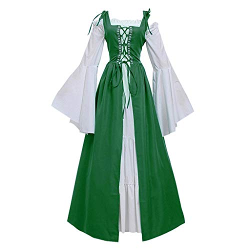 ZQTWJ Damen Mittelalter Kleid Trompetenärmel Bodenlange Vintage Kostüm Viktorianisches Renaissance Gothic Prinzessin Lange Kleider für Festliche Karneval Fasching Cosplay Party Große Größen von SALUCIA Festliches Kleider